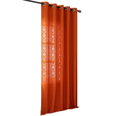 Produktbild von 1 Stück Vintage Spitzengardine mit Ösen, Ösenschal mit Blumenmuster, Orange 140x160cm