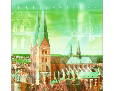 Produktbild von Glasbild Lübeck Marienkirche 50x50 cm