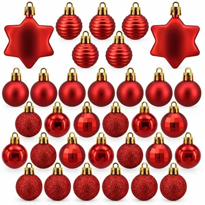 Produktbild von 132 Weihnachtskugeln Rot Christbaumkugeln Set Christbaumschmuck Baumschmuck