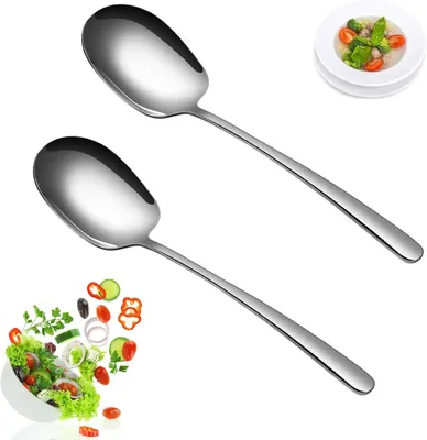 Produktbild von Servierlöffel Set 2 Stück, 29 cm Edelstahl, Buffetlöffel, Salatlöffel, für Festlichkeiten