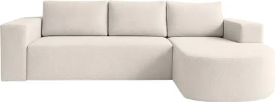 Produktbild von FEDVE Ecksofa Tolga aus Bouclé-Stoff mit Schlaffunktion, Ecru