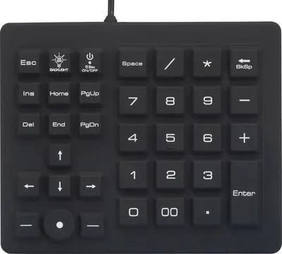 Zdjęcie produktu dla Klawiatura numeryczna USB Renkforce bryzgoszczelna, pyłoszczelna, z trackballem, czarna (RF-4791687)