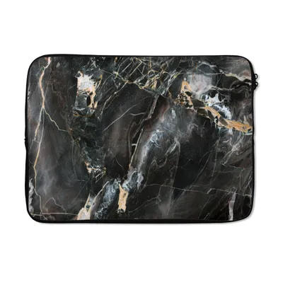 Produktbild von MuchoWow® Laptop Hülle 13 Zoll Marmor - Schwarz - Gold - Muster Laptoptasche - Laptophülle - Sleeve - Rundumschutz - Reisen zubehör