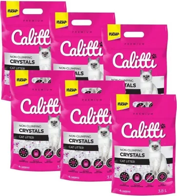 Produktbild von Calitti - Silikat Katzenstreu Premium Crystals Silikatstreu 6-er Set (6 x 3,8 L = 22,8 L)