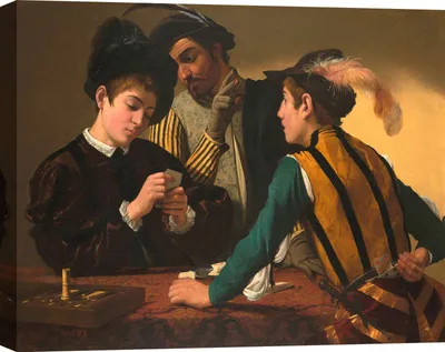 Zdjęcie produktu dla Wydruk na płótnie - Caravaggio, Oszuści - 70x50 cm