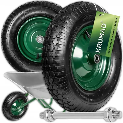 Produktbild von KRUMAD Schubkarrenrad Aufblasbar 200 kg Tragkraft 4.80/4.00-8 39 cm Stahlfelge Doppelkugellager mit Achse
