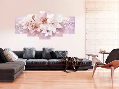 Image de Tableau acoustique Fleurs 200 x 100 cm Tableaux Mousse acoustique Absorbeur acoustique haute performance Isolation acoustique Toile 5 pièces Tableau mural Acoustique intérieure Isolation acoustique b-A-0297-b-p
