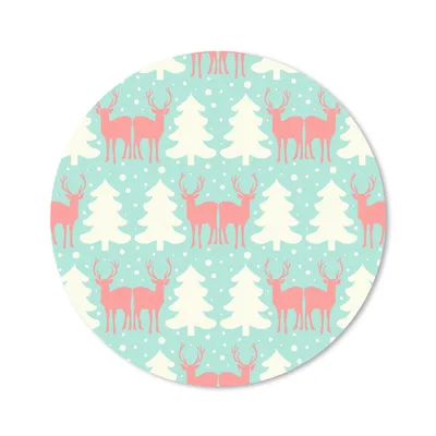 Produktbild von MuchoWow® Mauspad Mousepad Hirsche - Muster - Rosa 40x40 cm - Mousepads - Maus Mat - Pad - Mausunterlage - Schreibtisch Accessoires