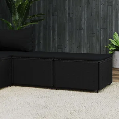Produktbild von The Living Store Gartenhocker mit Kissen 2 Stk. Schwarz Poly Rattan