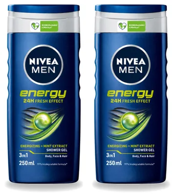 Obrázek produktu pro 2 kusy sprchového gelu NIVEA MEN Energy 2 v 1 - 250 ml - výhodná balení