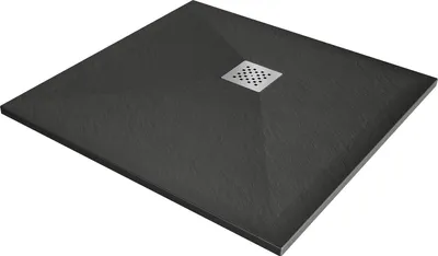 Image de Mexen Stone+ Composite Baignoire-douche carrée 100 x 100 cm, Anthracite - 44711010