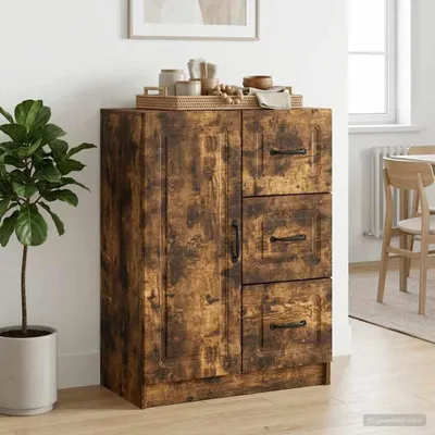 Image de Buffet vidaXL en chêne fumé 66 x 34,5 x 87 cm, aggloméré