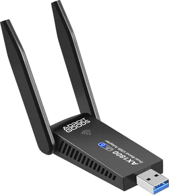 Produktbild von AdroitGoods USB Wifi Dongle Adapter - 1200Mbps - Dual 5dBi Antenne - Empfänger - Schwarz