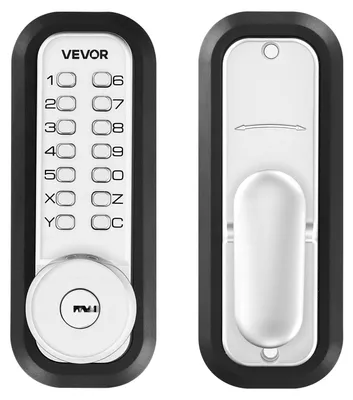 Obrázok produktu pre VEVOR Mechanický kódový zámok s jednostranným tlačidlovým zámkom (4- až 7-miestny kód), bezkľúčový dverový zámok s kľúčmi, gombíkom a automatickým zamykaním, pre vchodové dvere a garáže, strieborný