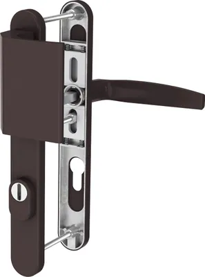 Produktbild von Aluminium 8-72mm Schmalrahmengarnitur Braun RAL8019 Langschild Türdrücker  Stossgriff/Drücker 71-86mm ja