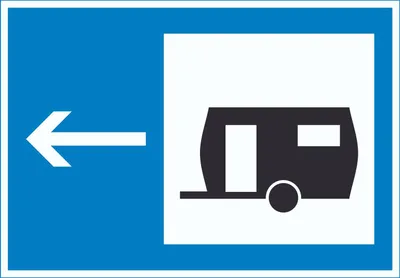 Produktbild von Wohnwagen links Symbol Schild A4 Rückseite selbstklebend