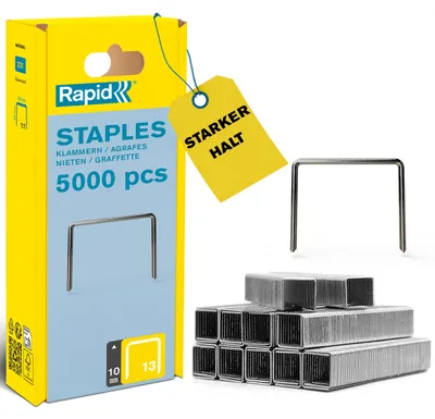 Obrázok produktu pre Rapid 40303081, Balík svoriek, 1 cm, 5000 svoriek, Upevnenie, Kovová, R13, R33, R83, ALU610, ALU913