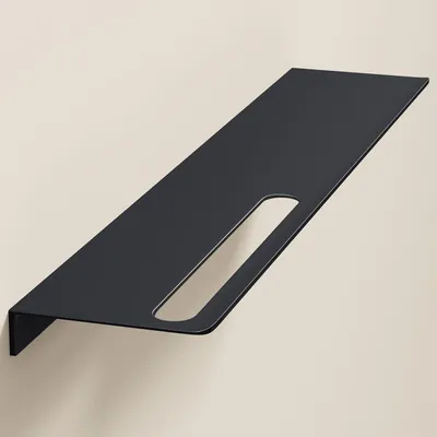 Produktbild von doporro Duschablage ohne Bohren aus Aluminium 60 cm, selbstklebendes Duschregal mit Handtuchhalter, 2-in-1 Badezimmer Organizer Matt schwarz Reglo-06