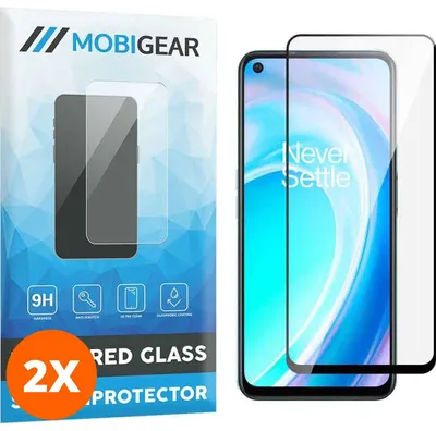 Produktbild von Mobigear Premium Displayschutzfolie für OnePlus Nord CE 2 Lite 5G, gehärtetes Glas, Panzerglasfolie - Kompatibel mit Hüllen - Schwarz (2er Pack)