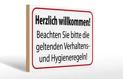 Produktbild von Holzschild Hinweis 30x20cm Verhaltens- und Hygienenregeln