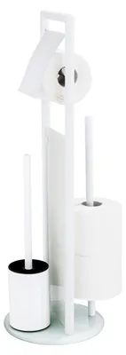 Produktbild von WENKO Toilettenpapierhalter Stand Edelstahl WC Garnitur mit Halter Bürste RAVINA
