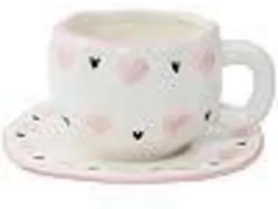 Immagine prodotto di Tazza da caffè con piattino, Vetroceramica, 300 ml, finitura opaca, forma irregolare, set da 2