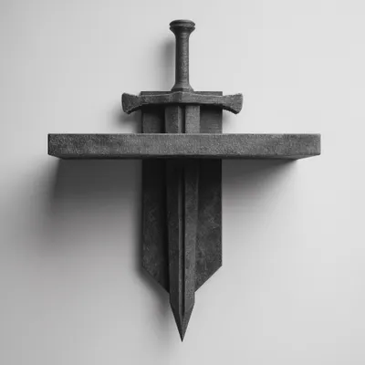 Wandregal mit abnehmbarem Schwert – Decords Wandregal, Produktansicht 1