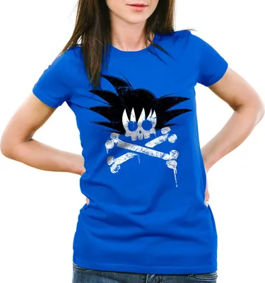 Produktbild von style3 Goku Skull Damen T-Shirt songoku dragon z super saiyan turtle ball, Farbe:Blau, Größe:M