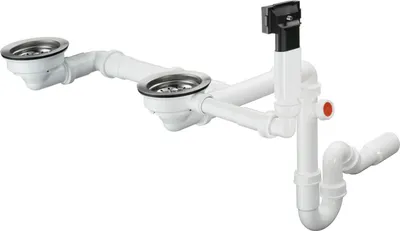 Produktbild von hansgrohe Ab- u. Überlaufgarnitur D17-10 manuell, für Doppelbecken Granit, chrom