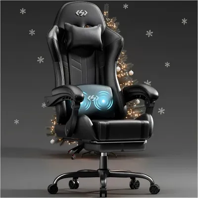 Obrázok produktu pre Ergonomická herná stolička - Kancelárska stolička - Čierna herná stolička - Pohodlná počítačová stolička - Nastaviteľná pracovná stolička
