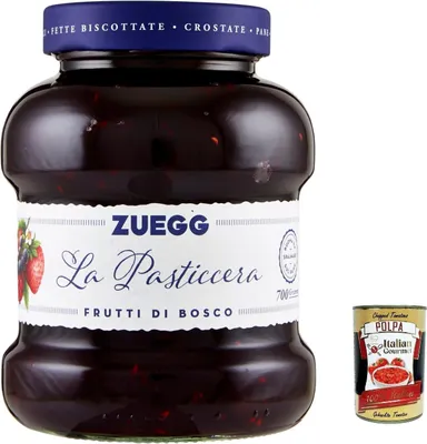 Produktbild von 3x Zuegg La Pasticceria Frutti di bosco, Marmelade Beeren Konfitüre Brotaufstriche Italien 700 g + Italian Gourmet polpa 400g