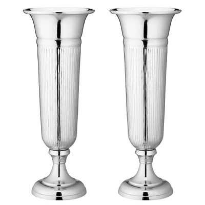 Produktbild von 2x XL Bodenvase Aluminium 64 cm Hoch Silber Metall Deko Amphore Groß Vase Alu Dekovase Blumenvase