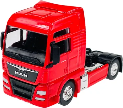 Image de Welly MAN TGX XXL rouge 1:64 Modèle réduit en métal moulé sous pression Neuf dans sa boîte 68010