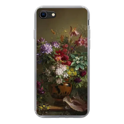 Produktbild von MuchoWow® Handyhülle Schutzhülle Hülle für iPhone 7 Stilleben mit Blumen in einer griechischen Vase - Alte Meister - Kunst Silikon Softcase Handy Hülle - Kartenhalter
