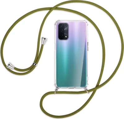 Produktbild von Handykette Backcover-Schutzhülle mit Band (Metall silberfarben) für Oppo A54 5G / A74 5G (CPH2197) - khaki