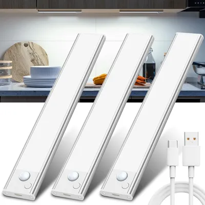 Zdjęcie produktu dla Oświetlenie do szafek – listwa LED – oświetlenie szafek – czujnik ruchu – 20 cm, 3 sztuki – biały