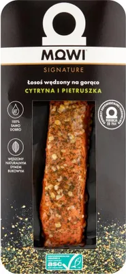 Zdjęcie produktu dla Mowi łosoś wędzony na gorąco cytryna i pietruszka 125g