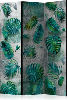 Produktbild von 3-teiliger Doppelseitiger Vlies Paravent - Modernist Jungle 135x172 cm Blätter b-A-0756-z-b