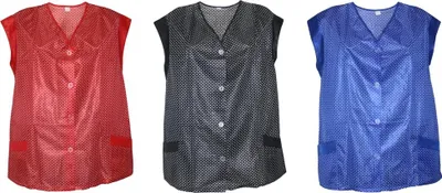 Produktbild von Kasack Hosenkasack Kittel kurz Schürze Dederon Polyester schwarz, rot und blau, Größe:40, Farbe:schwarz mit weißen Punkten