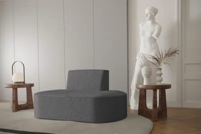Productafbeelding van Design fauteuil MILOT, bekleed met stof Ascot Bukla in de kleur grafiet