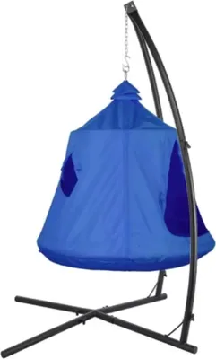 Image de Egg Chaise suspendue Zyrell - Pour les enfants - Hamac avec support en X - Tente dans un arbre - Intérieur & Extérieur - Structure métallique - Bleu