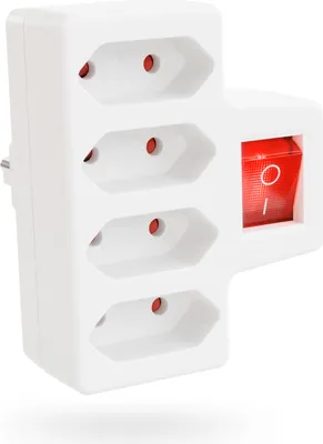 Immagine prodotto di presa di corrente a 4 vie per spine Euro con interruttore fino a 2300W - adattatore per presa di corrente senza cavo, presa multipla