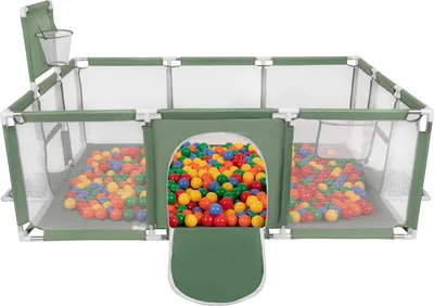 Obrázek produktu pro Selonis ohrádka Dětské velké hřiště se 400 míčky Ohrádka pro děti, zelená: žlutá/zelená/modrá/červená/oranžová