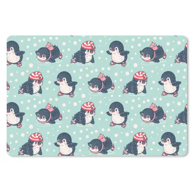 Produktbild von MuchoWow® Mauspad Mousepad Pinguin - Schlittschuhe - Mütze - Kinder - Muster 27x18 cm - Mousepads - Maus Mat - Pad - Mausunterlage - Büroartikel - Desk Matten