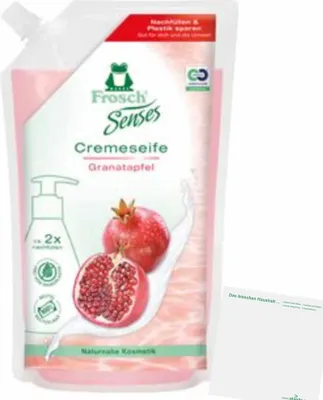 Produktbild von Frosch Flüssigseife Granatapfel Nachfüllpackung (500ml Flasche) + usy Block