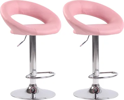 Produktbild von CLP 2er Set Barhocker Olinda Kunstleder höhenverstellbar und drehbar pink Gestell Farbe chrom