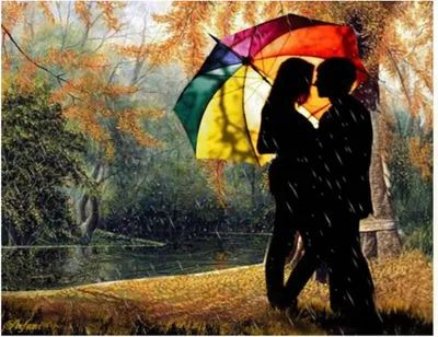 Produktbild von Vikpap W2652 – Malen nach Zahlen, Leinwand 40 x 30 cm – Verliebte im Regen