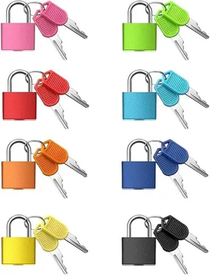 Immagine prodotto di Set di lucchetti colorati per bagagli, 8 pezzi, sicuri, piccoli