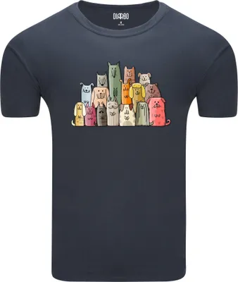 Produktbild von Diarbo Herren T-Shirt mit Cartoon Druck Hundefamilie Dunkelgrau Gr.S