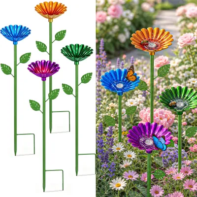 Immagine prodotto di Vaschetta per uccelli, 63 cm, set da 4, in metallo, resistente agli agenti atmosferici, per il giardino